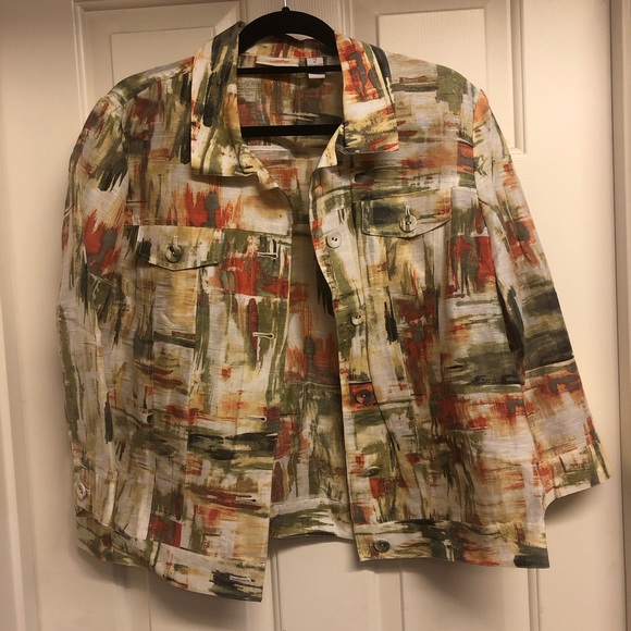 Chico’s linen blend jacket size 2 - Picture 2 of 9